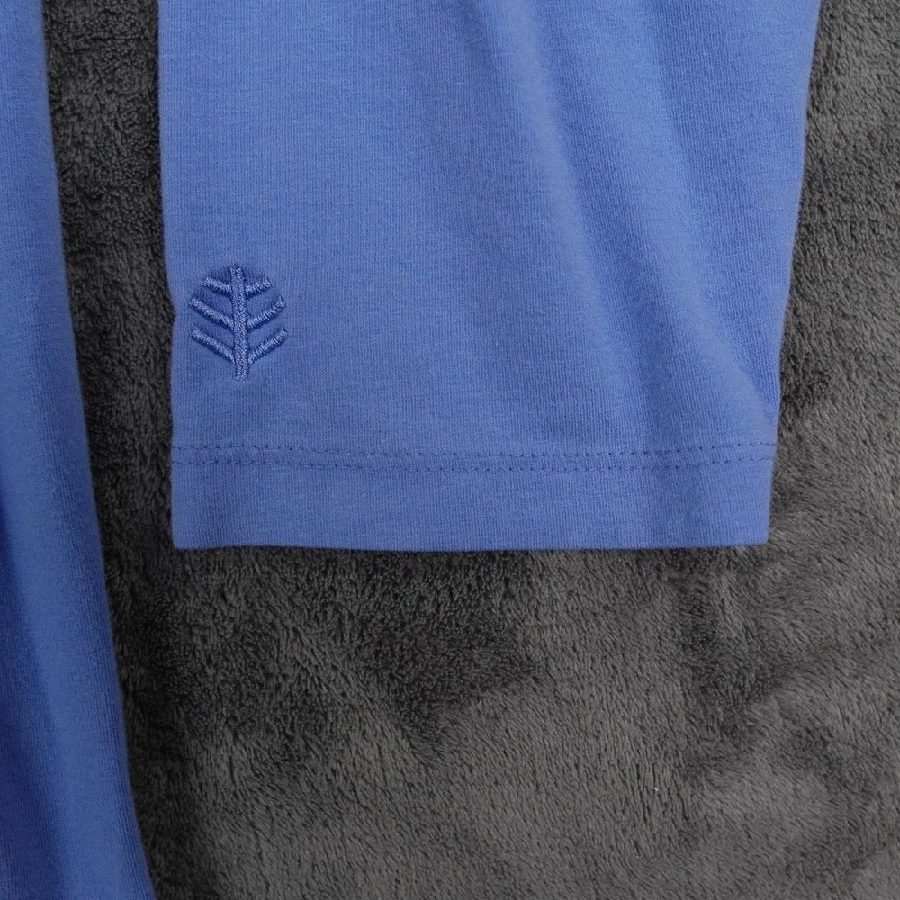 Coolibar Mens XL Coppitt Long Sleeve‎ Weekend Polo Shirt Blue UPF 50+ Beach Surf